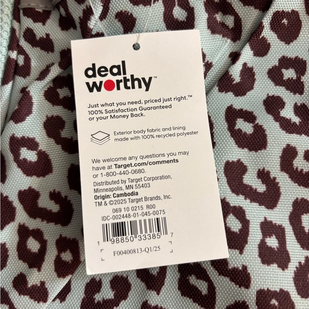 NWT Leopard Print Backpack - Mint and Brown fits 15” laptop
